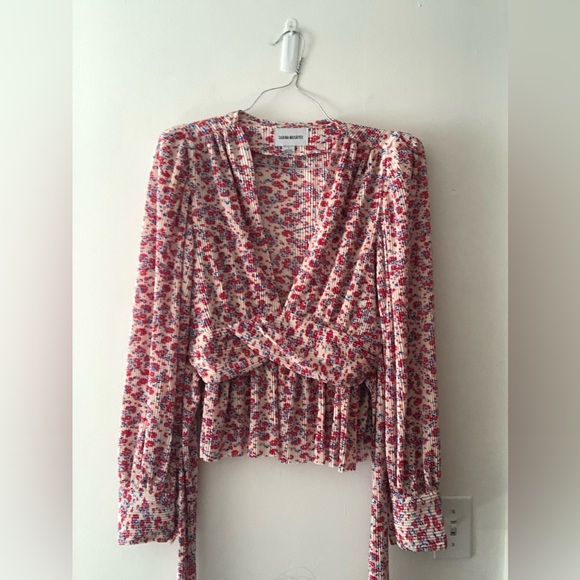 Sabina Musayev Lazuli Top Blouse in Ivory and Red Print Floral Print Size Large - Picture 3 of 16